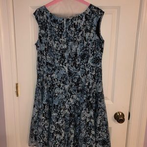 Blue floral lace overlay dress